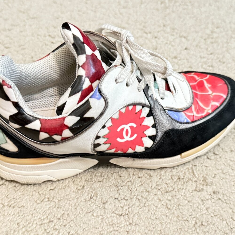 $1869 Authentic CHANEL Made in ITALY Women's Multi-Colors Low Trainers Sz.38 - Picture 6 of 12